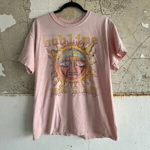 Sublime T Shirt Long Beach Band Tee Sun Graphic Pink 100% Cotton Skater Grunge M